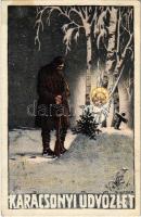 1916 Karácsonyi üdvözlet / WWI K.u.k. military Christmas greeting. litho s: E. Kutzer + K.u.K. Bahnhofkommando Óradna