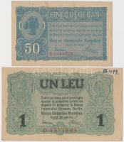 Románia / Német megszállás 1917. 50b + 1L T:I-,III szép papír Romania / German Occupation 1917. 50 Bani + Lei C:AU,F fine paper Krause M2, M3