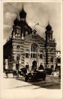 Debrecen, Izraelita templom, zsinagóga, lovaskocsik, automobil / synagogue