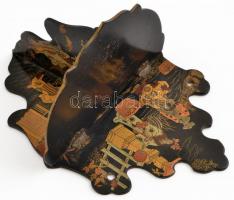 cca 1900 Kézzel festett kínai fa fali posztamens, szobor tartó. Kinyitható 29 cm /8 Chinese wood sta...