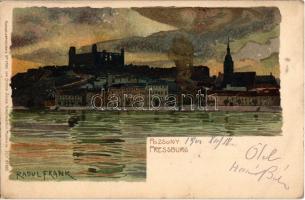 1901 Pozsony, Pressburg, Bratislava; vár / castle. Kuenstlerpostkarte No. 2565. von Ottmar Zieher litho s: Raoul Frank