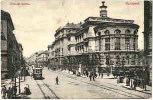 1909 Budapest IX. Üllői úti klinika a Mária utca sarkán, villamos. Divald Károly 110. sz. (Rb)