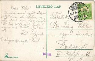 1913 Érsekújvár, Nové Zamky; vasútállomás, Kossuth szobor, reálgimnázium / railway station, statue, ...