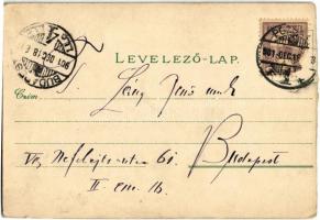 1901 Pozsony, Pressburg, Bratislava; Fő utca, villamos, háttérben a vár / main street, tram, castle ...