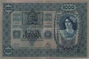 1902. 1000K délszláv ellenbélyegzővel + ellenbélyeggel T:II-/III