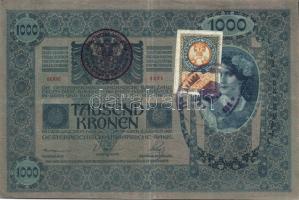 1902. 1000K délszláv ellenbélyegzővel + ellenbélyeggel T:II-/III