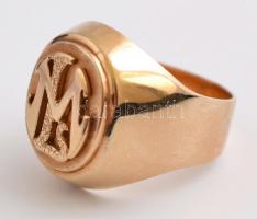 Arany(Au) 14K pecsétgyűrű, jelzett, méret: 60, nettó: 11,4 g