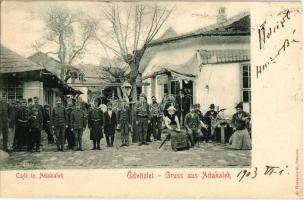 1903 Ada Kaleh, Kávéház katonákkal és törökökkel / cafe with K.u.K. soldiers and Turkish people