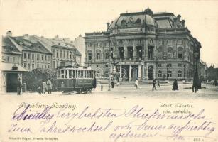 1900 Pozsony, Pressburg, Bratislava; Városi színház, villamos. Kiadja Schmidt Edgar / theater, tram
