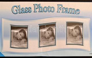 Üveg fényképtartó 6×8 cm-es fotókhoz, eredeti dobozában