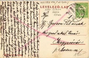 1913 Pöstyénfürdő, Kúpele Piestany; Vág részlet télen tutajjal. Lampl Gyula kiadása / Vah riverside ...