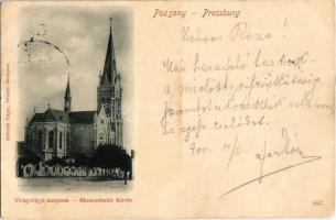 1900 Pozsony, Bratislava, Pressburg; Virágvölgyi templom / Blumenthaler Kirche / church in Kvetná dolina