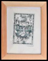 Olvashatatlan jelzéssel: Rézkarc. Jelzett. Üvegezett keretben. 16x10 cm