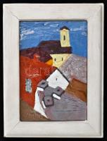 Nemcsics Endre: Kilátás a templomdombról. Tűzzománc. 16,3x11 cm