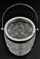 Formába öntött üveg jegesvödör, fém rátéttem, d: 11 cm