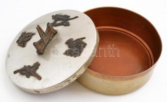 Mester film feliratos réz rátétes fém doboz, d: 24 cm