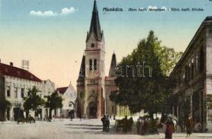 Munkács, Mukacheve, Mukacevo; Római katolikus templom, Klein üzlete / Catholic church, shops