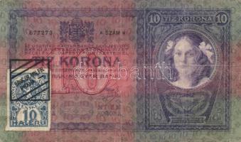 1904. 10K cseh ellenbélyeggel és bélyegzővel T:III