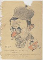 cca 1960 Konkoly Sándort ábrázoló grafika azonosítatlan szignóval; ceruza, papír 20x29cm (szakadások)