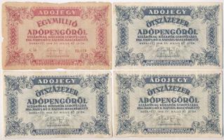 1946. 100.000AP (2x) + 1.000.000AP (3x) közte fordított címeres + 500.000AP (5x) T:III,III-