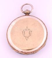 Ezüst (Ag.) felhúzós zsebóra, kulccsal, sérült porcelán számlappal, jelzés nélkül, működik