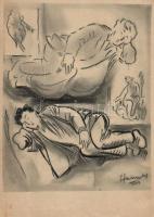 Hauswirth 1938 jelzésű rajz; kréta, karton 16x22cm