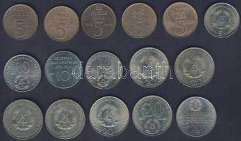 NDK kis gyűjtemény 1969-1983. 5M (6x) 2klf, 10M (3x) mind klf, 20M (7x) 4klf T:2,2/3,3 ph.