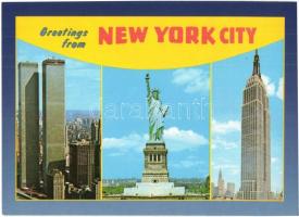 4 db modern amerikai városképes lap / 4 modern American town-view postcards of New York City, World Trade Center