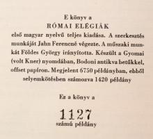 Goethe: Római elégiák. Max Schwimmer rajzaival. Bp.,1958, Magyar Helikon. Kiadói selyemkötés, kiadói...