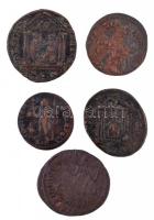 Római Birodalom 5db-os vegyes rézpénz tétel, közte Licinius, Maxentius, Maximinus T:2-,3
Roman Empi...