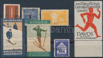 Svájc 7 db levélzáró bélyeg stecklapon
