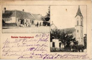 1915 Szabadbattyán, Római katolikus templom, fűszer és liszt kereskedés, Lengyel István üzlete