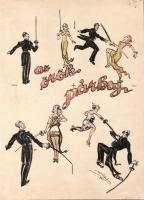 1935 Az örök párbaj illusztráció "N. Mika L" jelzéssel; vegyes technika 22x30cm