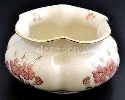 Zsolnay virágmintás porcelán kaspó, kézzel festett, jelzett, hibátlan, d: 11 cm, m: 6 cm