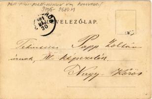 1901 Szalkszentmárton, Petőfi egykori lakóháza emléktáblával, férfi kerékpárral, Református templom....