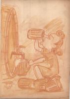 Turai Idát ábrázoló karikatúra; kréta, karton 21x30cm (a jobb alsó sarok törött)