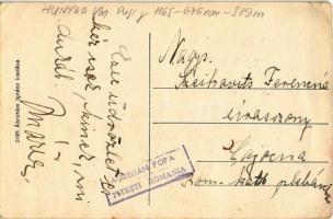 Puj, Pui; Római katolikus templom, Postaépület. Ábrahám Ignác kiadása / church, post office (EK)