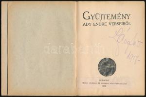 Ady Endre: Gyűjtemény Ady Endre verseiből. Bp.,1918,Nyugat, (Világosság-ny.), 109+3 p. Falus Elek ál...