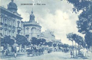 1909 Debrecen, Piac utca, lovaskocsik. Kiadja Szabó István (EB)