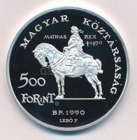 1990. 500Ft Ag "Mátyás király / Beatrix" tanúsítvánnyal, dísztokban T:PP kis patina
Adamo...