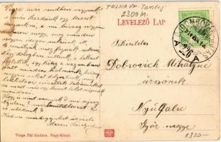 1914 Nagykónyi, Római katolikus templom és iskolák, Fő utca, Varga Pál üzlete és saját kiadása