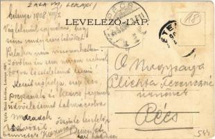 1908 Letenye, Nagyvendéglő és posta, templom és iskola, országos vásár piaci árusokkal, Kossuth Lajo...