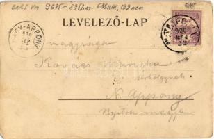 1900 Léva, Levice; várrom, Fő tér, Amstetter Imre üzlete. Dukesz L. kiadása / castle ruins, main squ...