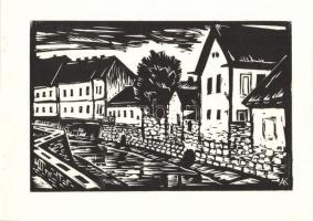 1976 Andruskó Károly (1915-): 14 db metszetet tartalmazó füzet benne a művész saját kezű dedikálása ...