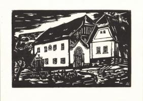 1976 Andruskó Károly (1915-): 14 db metszetet tartalmazó füzet benne a művész saját kezű dedikálása ...