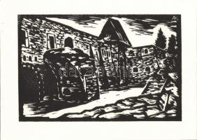 1976 Andruskó Károly (1915-): 14 db metszetet tartalmazó füzet benne a művész saját kezű dedikálása ...