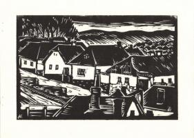 1976 Andruskó Károly (1915-): 14 db metszetet tartalmazó füzet benne a művész saját kezű dedikálása ...