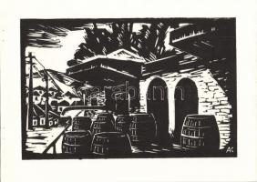 1976 Andruskó Károly (1915-): 14 db metszetet tartalmazó füzet benne a művész saját kezű dedikálása ...