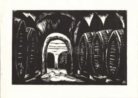 1976 Andruskó Károly (1915-): 14 db metszetet tartalmazó füzet benne a művész saját kezű dedikálása ...