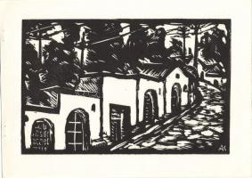 1976 Andruskó Károly (1915-): 14 db metszetet tartalmazó füzet benne a művész saját kezű dedikálása ...